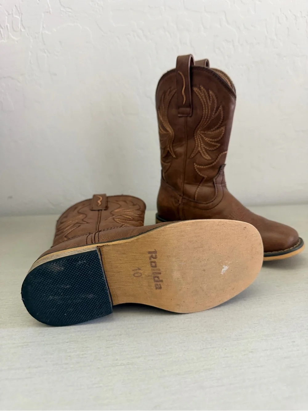 Classic Brown Leather Cowboy Boots - Western Stitch Detail